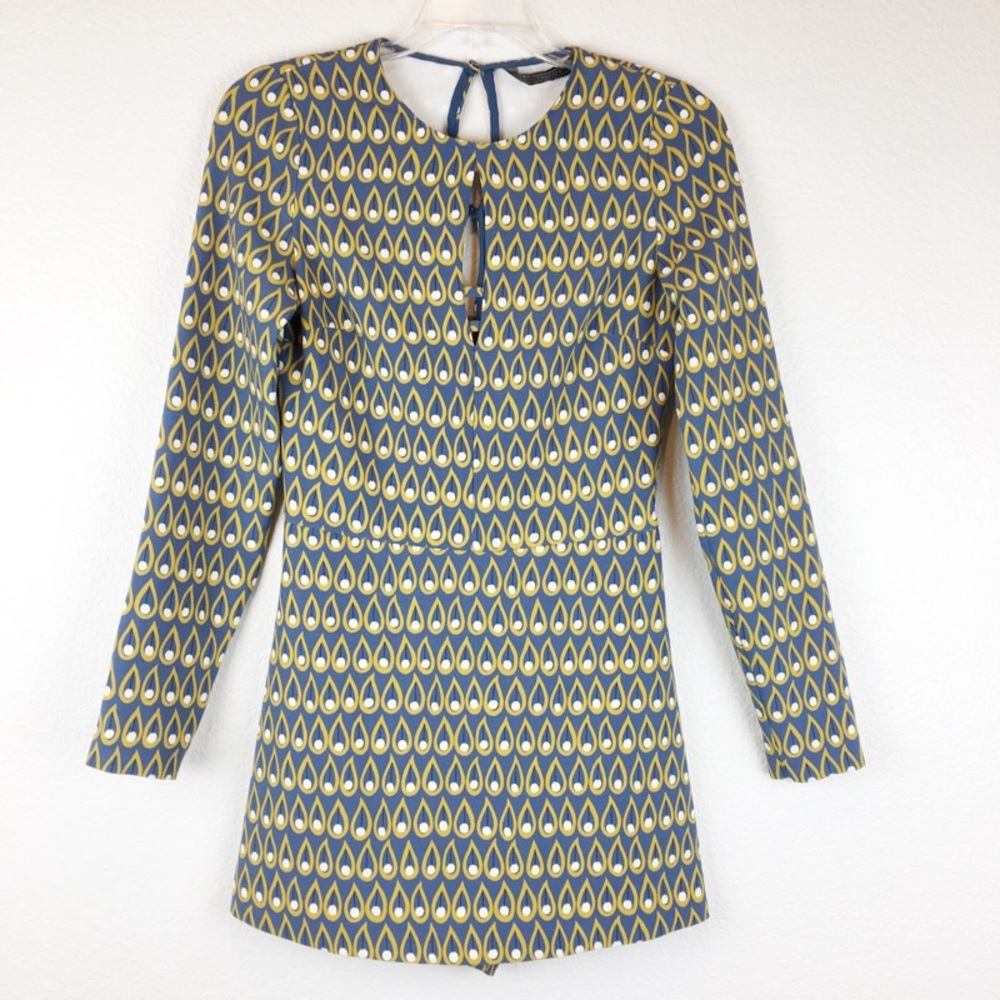 ZARA Trafaluc Romper Sky Blue Raindrop Pattern